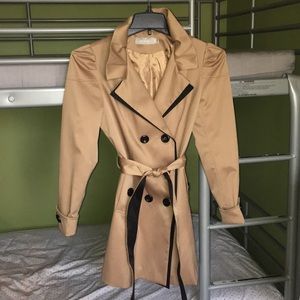Belted contrast trim trench coat